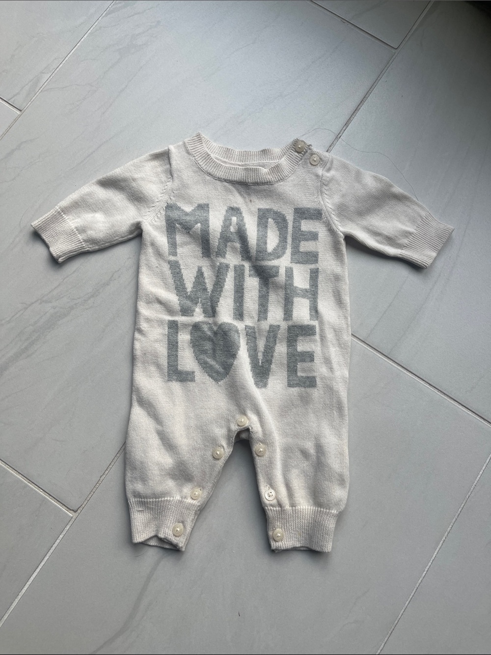 BABY GAP Made With Love Ivory Knit Baby One-Piece